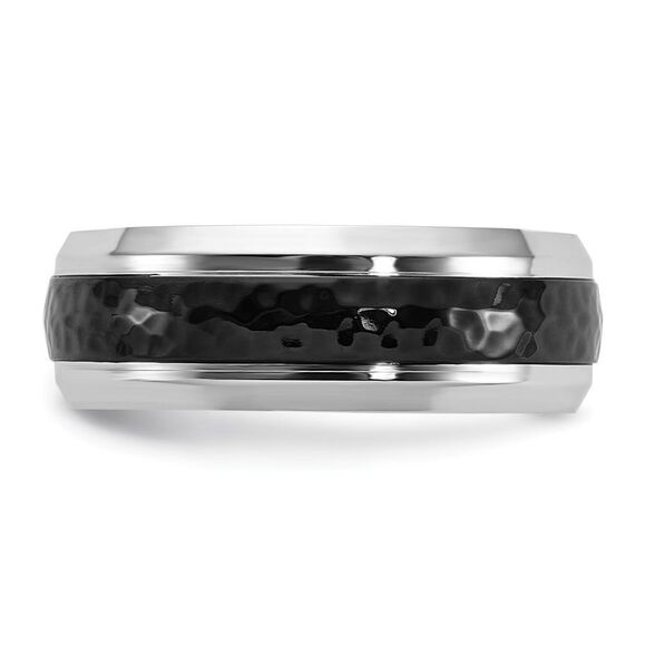 Chisel Cobalt Polished with Hammered Black IP-plated Center 8mm Band - Picture 3 of 7